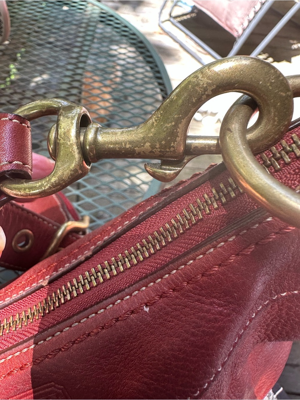 Coach Bleeker Red/Brownish Leather Shoulder Bag with Adjustable Strap GUC - Picture 6 of 14